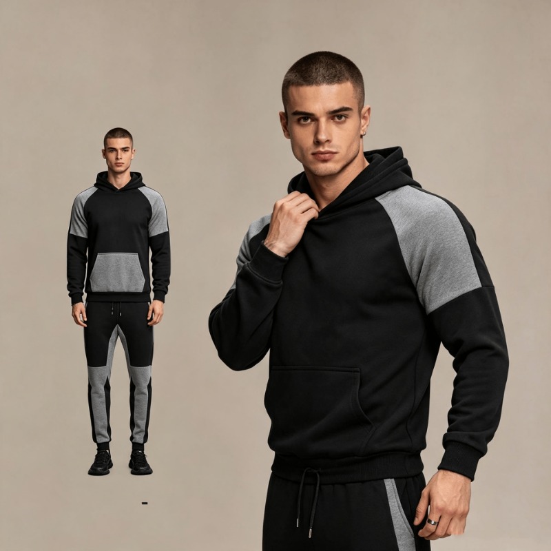 Men Color Block Hoodie And Jog - Joggers Pants review and price