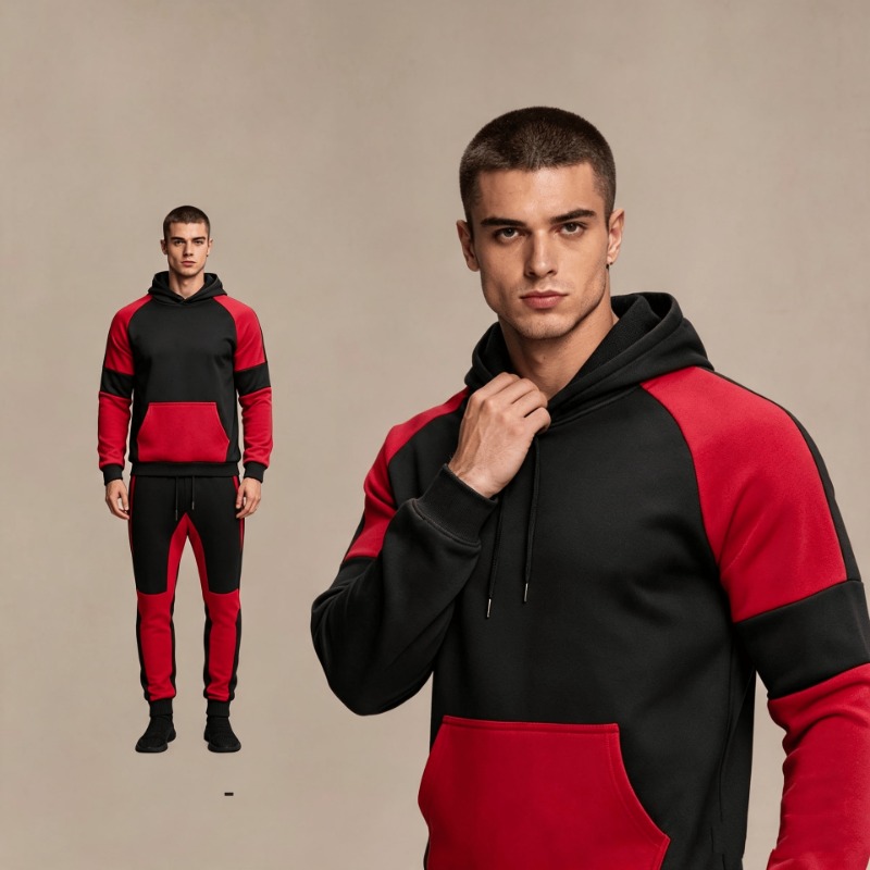 Men Color Block Hoodie And Jog - Joggers Pants review and price